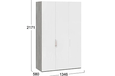 Шкаф комбинированный Эмбер СМ-348.07.008 с 3 глухими дверями (Дуб Гамильтон/Белый глянец)