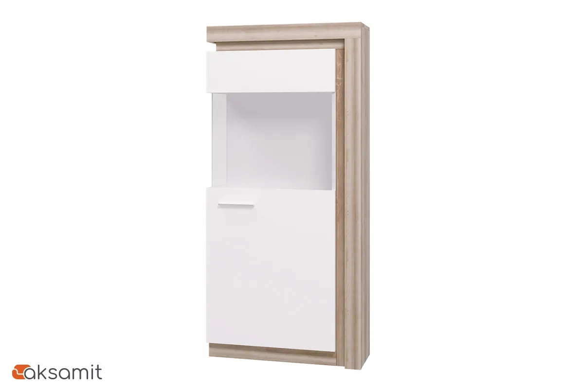 Шкаф-витрина Люмен 1 белый снег глянец