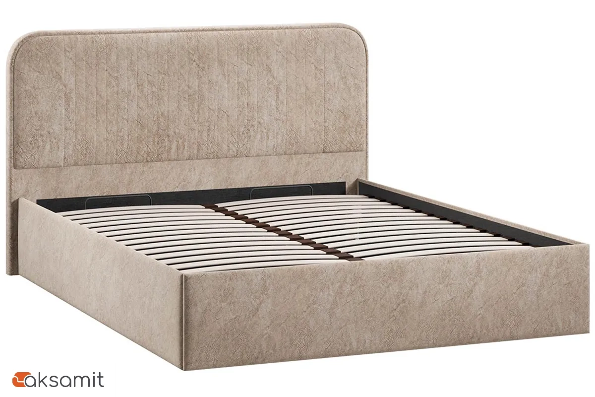 Кровать Тиффани Тип 1 с ПМ и заглушиной 160х200 (Микровелюр/Wellmart Dark Beige) Кровать Тиффани Тип 1 с ПМ и заглушиной 160х200 (Микровелюр/Wellmart Dark Beige)