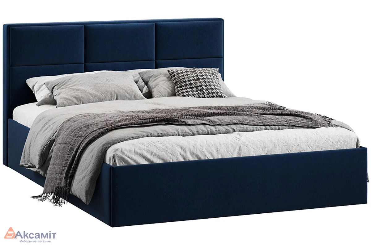 Кровать Стелла c ПМ 160х200 Тип 1 (Микровелюр/Wellmart Blue)