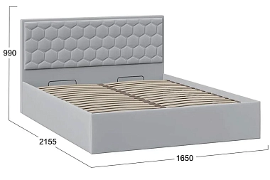 Кровать универсальная Порто с ПМ 160х200 без заглушины (Велюр/Confetti Silver)