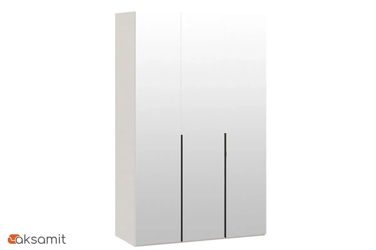 Шкаф для одежды Порто СМ-393.07.111 (580) с 3 зеркальными дверями (Кашемир матовый / Кашемир матовый)