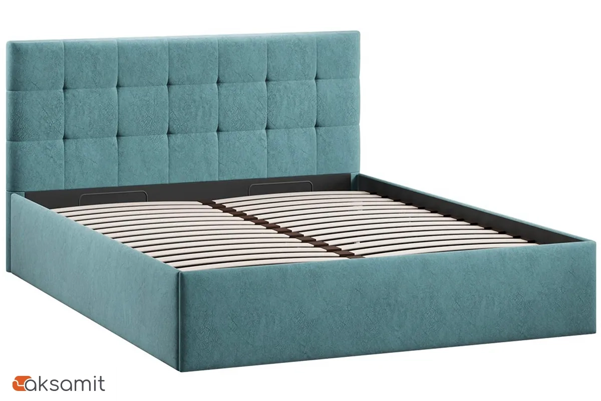 Кровать Джоли Тип 1 с ПМ 160х200 (Микровелюр / Wellmart Indigo)