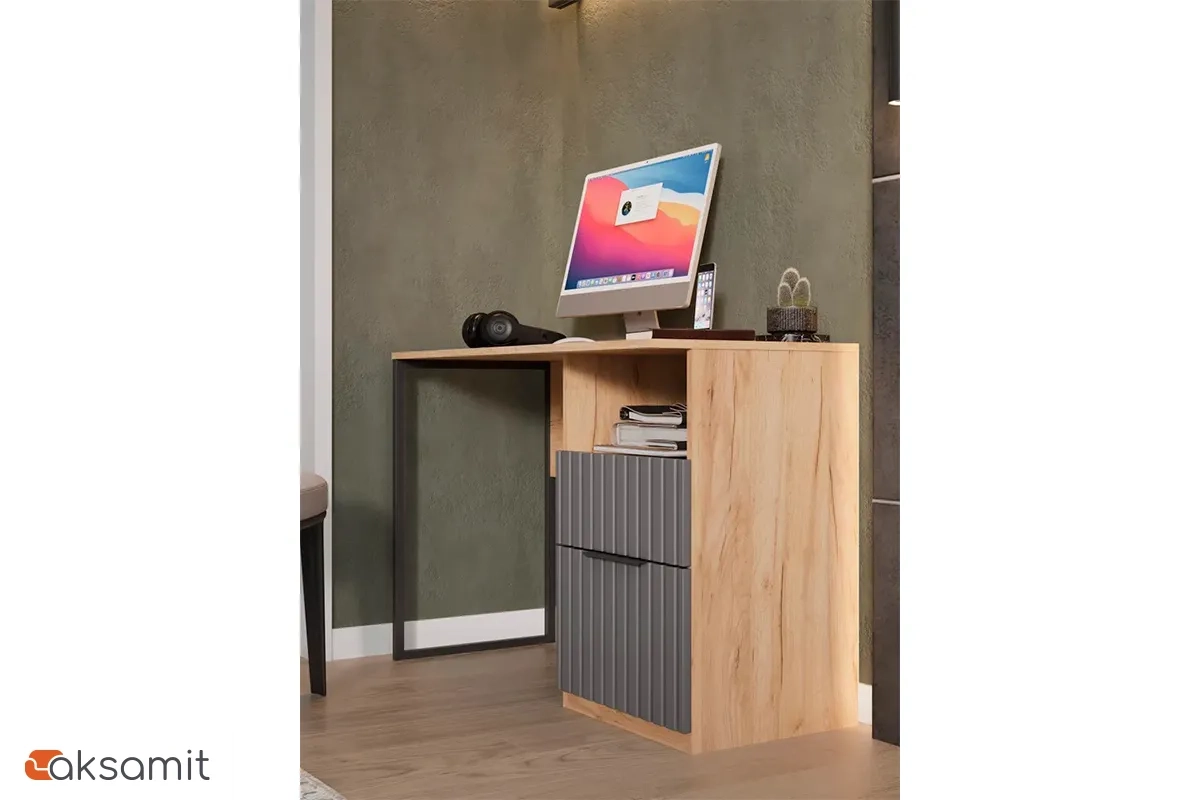 Стол письменный Хилтон Тип 1 (Дуб Крафт золотой/Графит матовый)