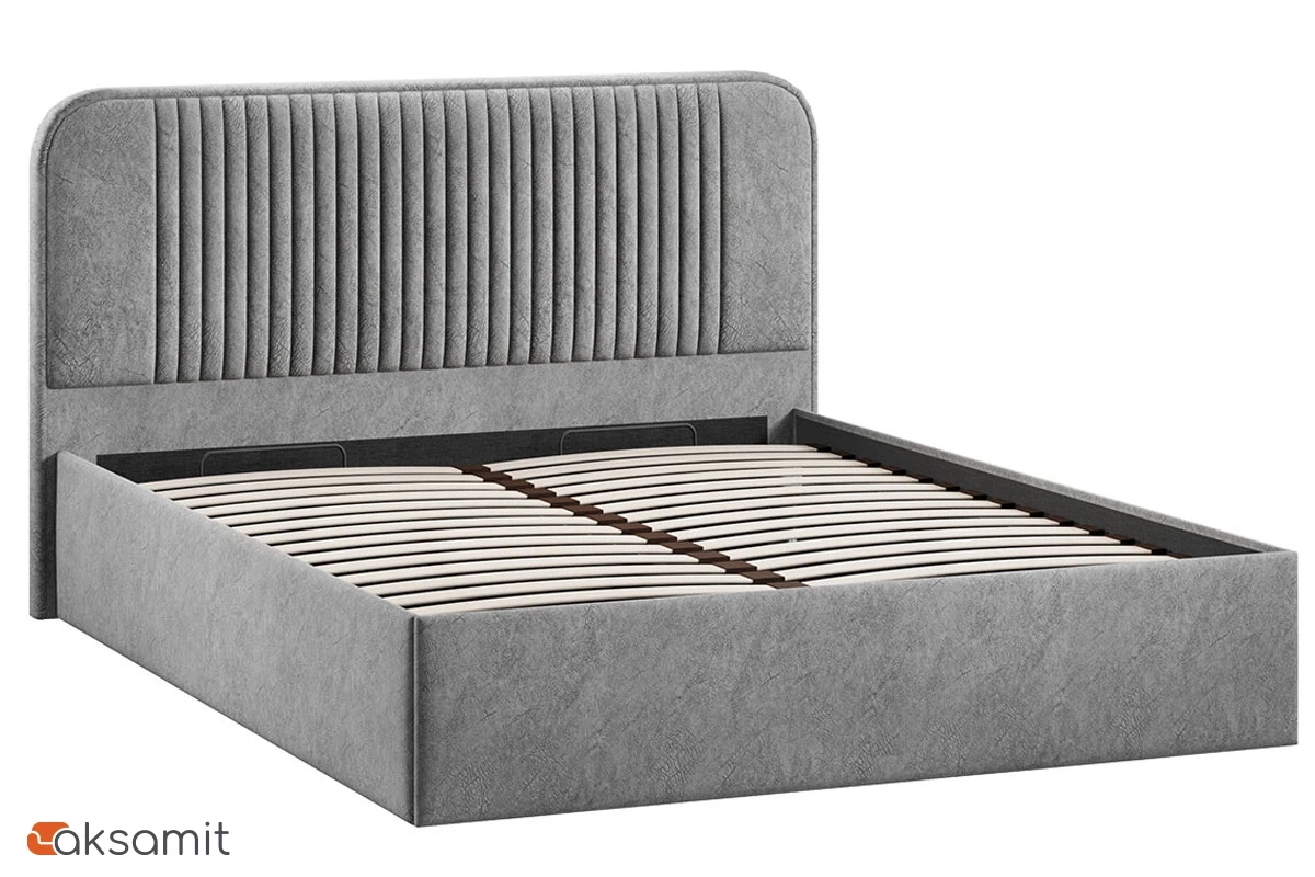 Кровать Тиффани c ПМ Тип 1 без заглушины 160х200 (Микровелюр/Wellmart Silver)