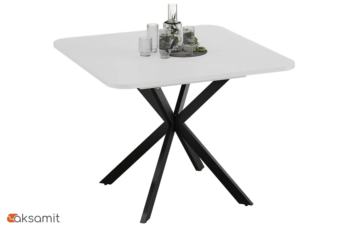 Стол обеденный Лиссабон раздвижной Тип 1 (Черный муар / Белый)