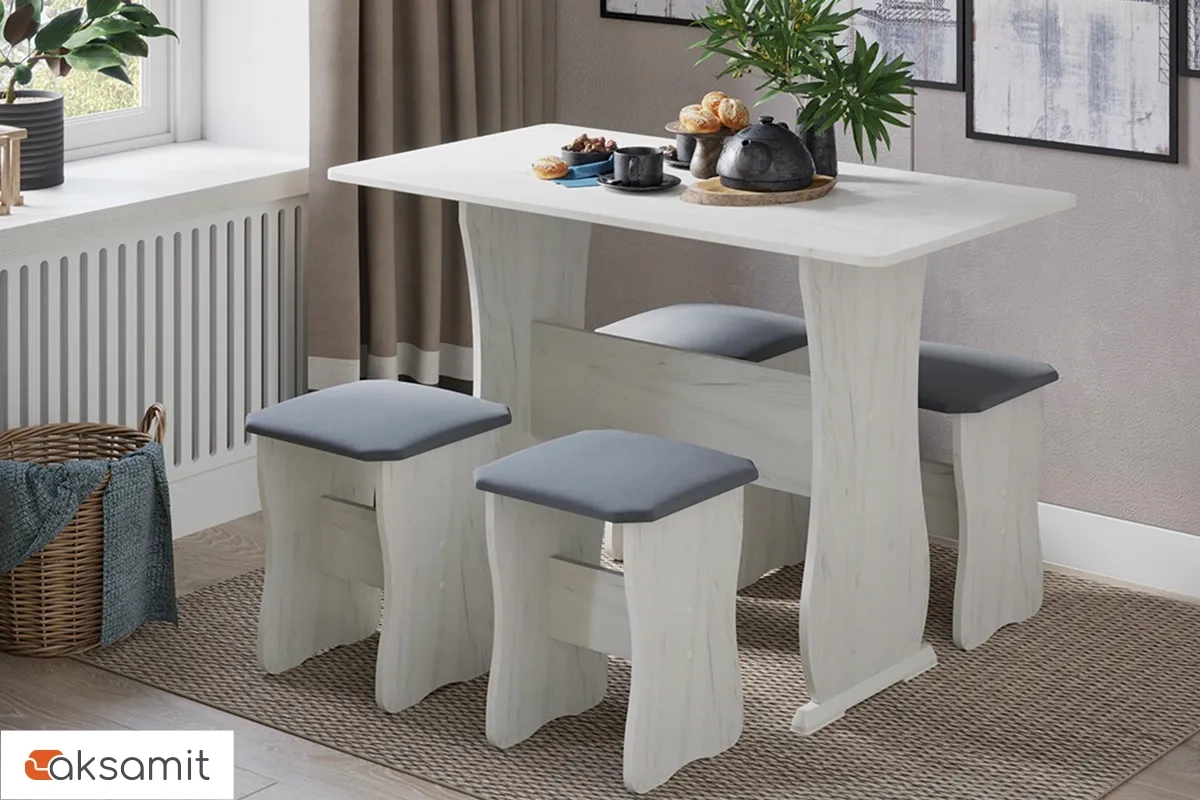 Обеденная группа тип 1 МФ-101.006 (Дуб крафт белый / Велюр серый)