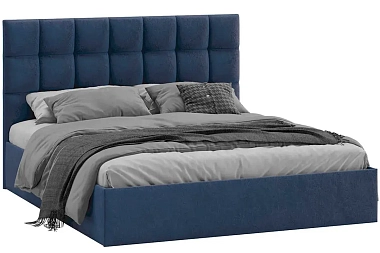 Кровать Эмбер с ПМ 160х200 Тип 1 (Микровелюр/Wellmart Blue)
