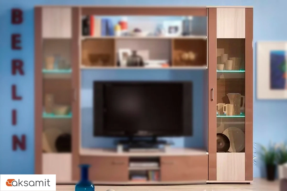 BERLIN 15 Витрина (Ясень Шимо Светлый/Шоколад Глянец) фото