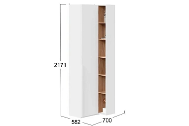 Шкаф угловой с 1 гл. дверью (366) и переходным стеллажом Порто СМ-393.21.024 (Белый жемчуг/Яблоня беллуно/Белый софт)