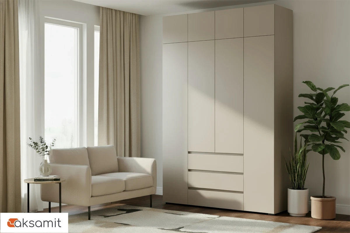 Шкаф с антресолью 4-створчатый Веста (Бежевый)