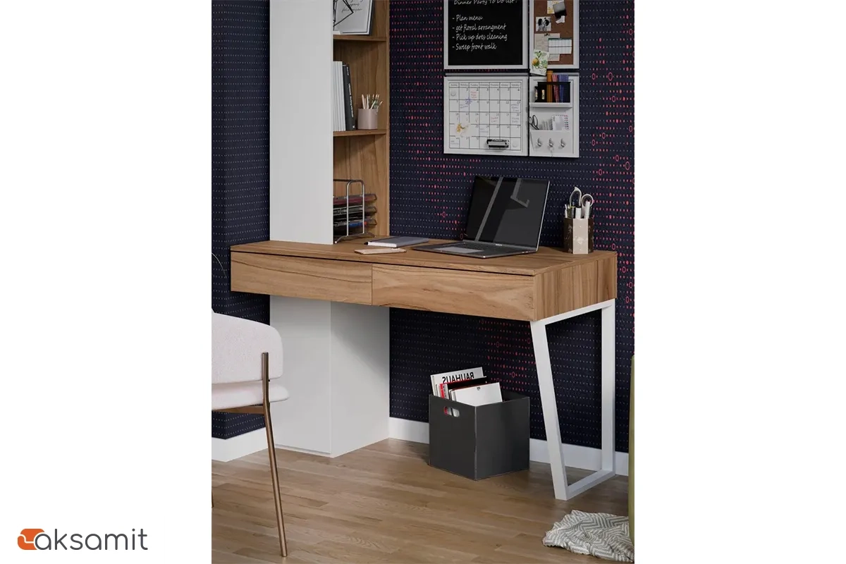 Стол письменный со шкафом Порто СМ-393.15.012 (Белый жемчуг/Яблоня беллуно/Белый софт)