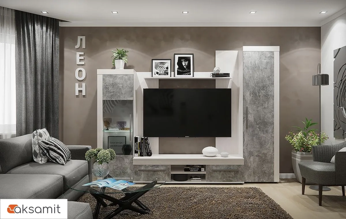 Гостиная Леон (Ясень Анкор светлый / Ателье Светлый) фото