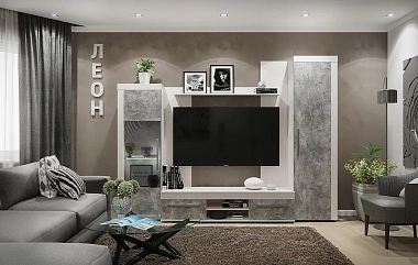 Гостиная Леон (Ясень Анкор светлый / Ателье Светлый) фото