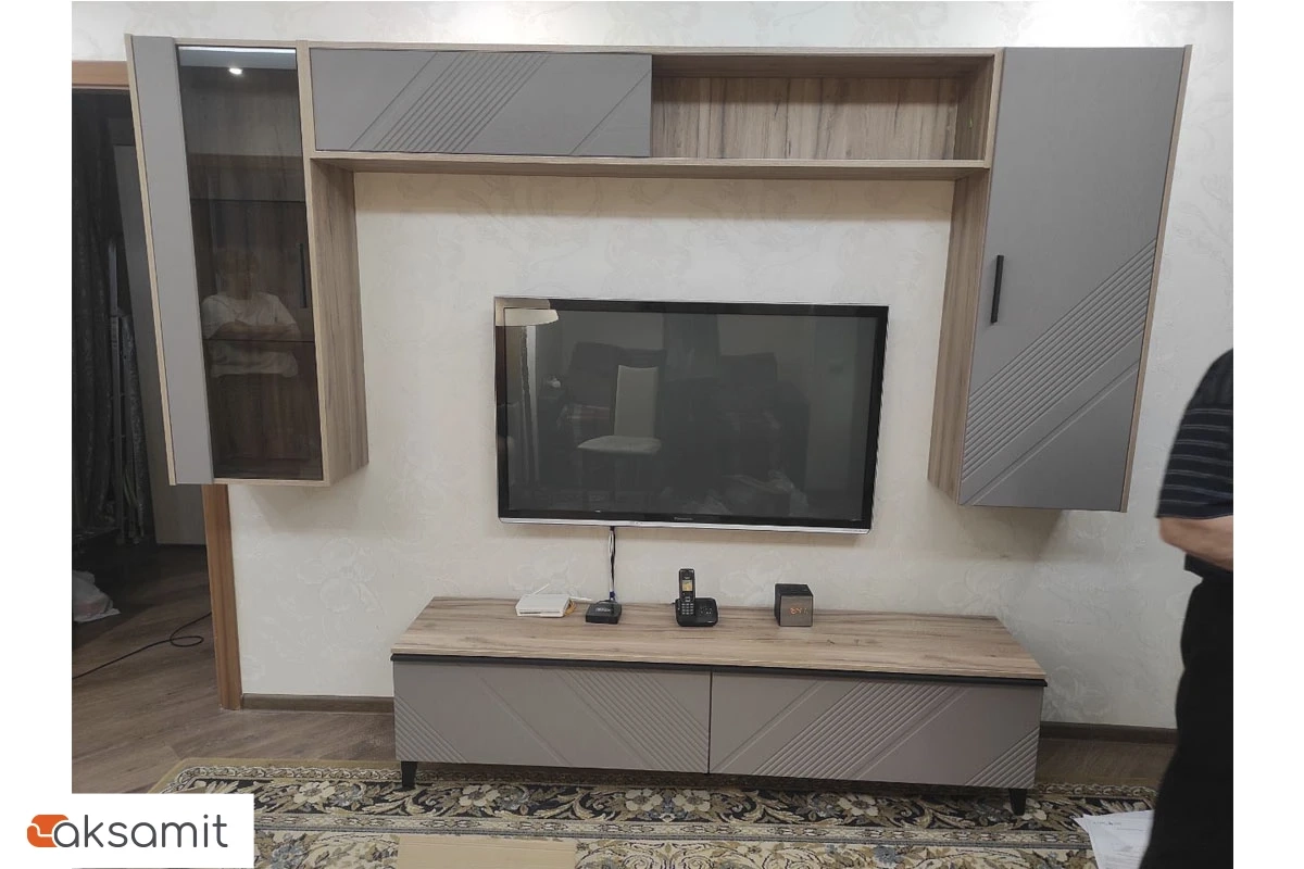 Шкаф навесной горизонтальный 1800 Кенди Мод.3 (Дуб Альпийский/Ясень Грей Софт)