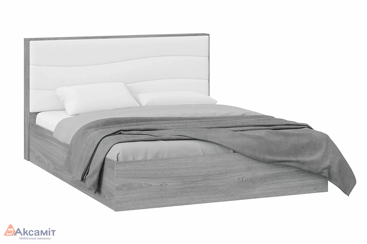 Кровать Миранда 160х200 с ПМ тип 1 202.005.000 (Дуб Гамильтон/Белый Глянец)