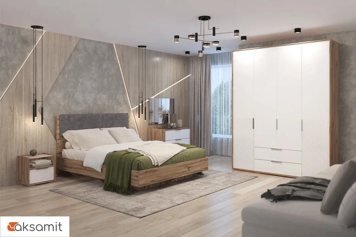 Шкаф четырехдверный Николь Мод.8 (Белый/Дуб Альпийский)