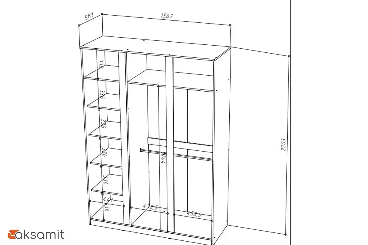 Шкаф Stern 3-х дверный с зеркалом (Дуб Сонома) 72676505 Шкаф Stern 3-х дверный с зеркалом (Дуб Сонома) 72676505