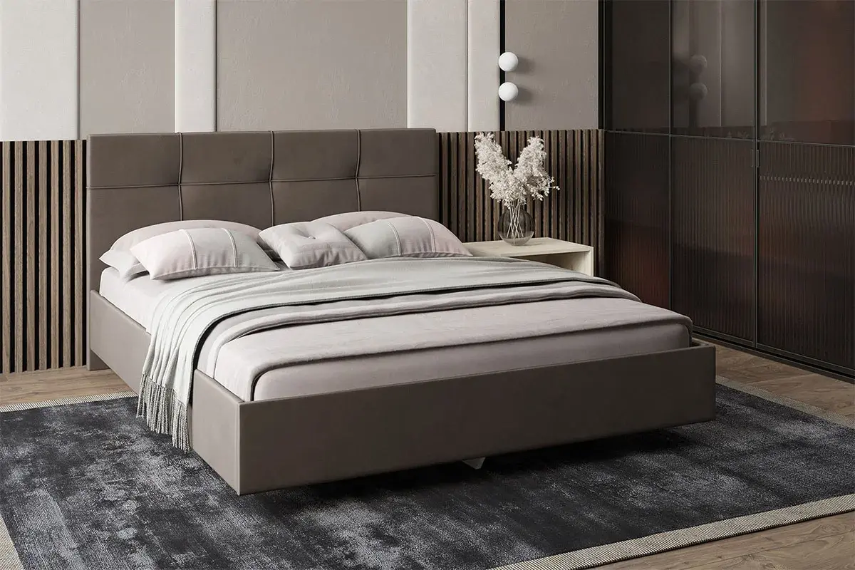 Кровать Каприз на латах 160х200 (Newtone CACAO (капучино)) Кровать Каприз на латах 160х200 (Newtone CACAO (капучино))