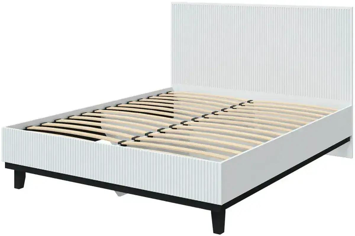 Кровать Шарлиз 140х200 с настилом из латофлексов (Белое сияние/Бренди Лайт 26)