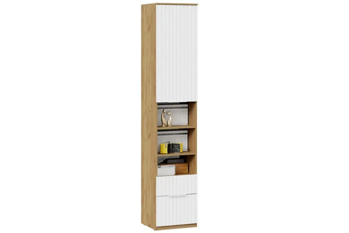 Шкаф комбинированный Хилтон с 1 дверью (2 ящика) Исп.2 (Дуб Крафт Золотой/Белый матовый)