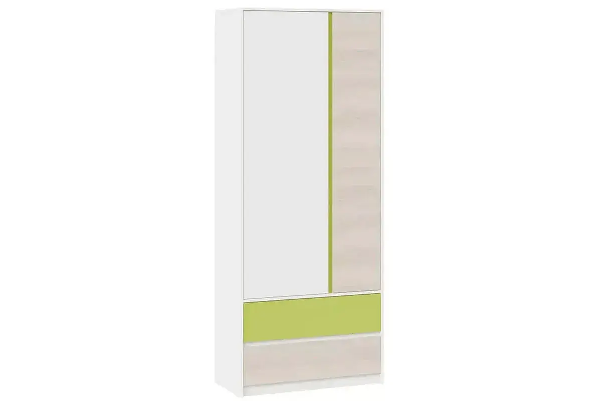 Шкаф для одежды комбинированный с накладкой Сканди СМ-386.07.26-26 (Дуб Гарден/Белая/Зеленый)