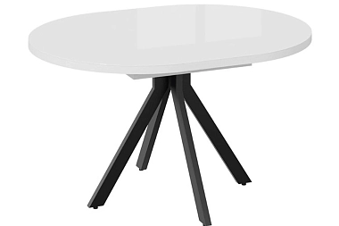Стол обеденный раздвижной Стокгольм Тип 1 (Черный муар/Стекло глянцевое белое)