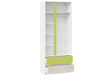Шкаф для одежды комбинированный с накладкой Сканди СМ-386.07.26-26 (Дуб Гарден/Белая/Зеленый)
