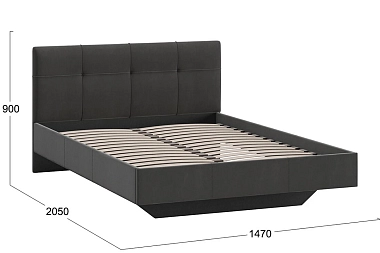 Кровать Элис с мягкой обивкой 140х200 тип 1 (Велюр/Графит)