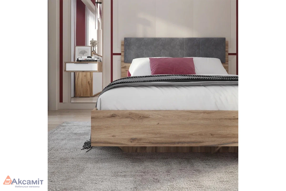 Кровать Николь с мягким элементом 160х200 (Серый/Дуб Альпийский)
