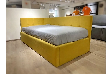 Кровать Оттава с ПМ 90х200 (Ткань Желтая)