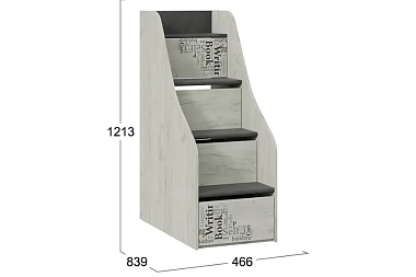 Кровать 2-х ярусная с лестницей Оксфорд-2 СМ-399.11.012 (Матера/Дуб крафт белый с рисунком)