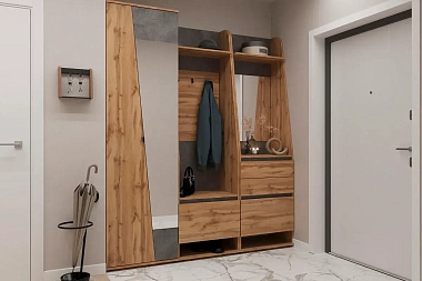 Шкаф комбинированный с зеркалом Mari (Дуб вотан/Этерно)